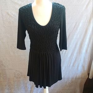 Soft Surroundings Black Casual Rouched Flared Everyday Mini Dress